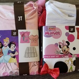 (2) Size 3T 3 Piece Skirt Sets Disney Princess and Disney Junior
